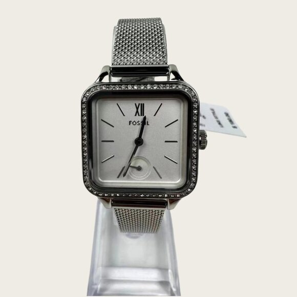 Fossil BQ3970 Women's Colleen Three-Hand Silver Stainless Steel Mesh Watch - Picture 2 of 7